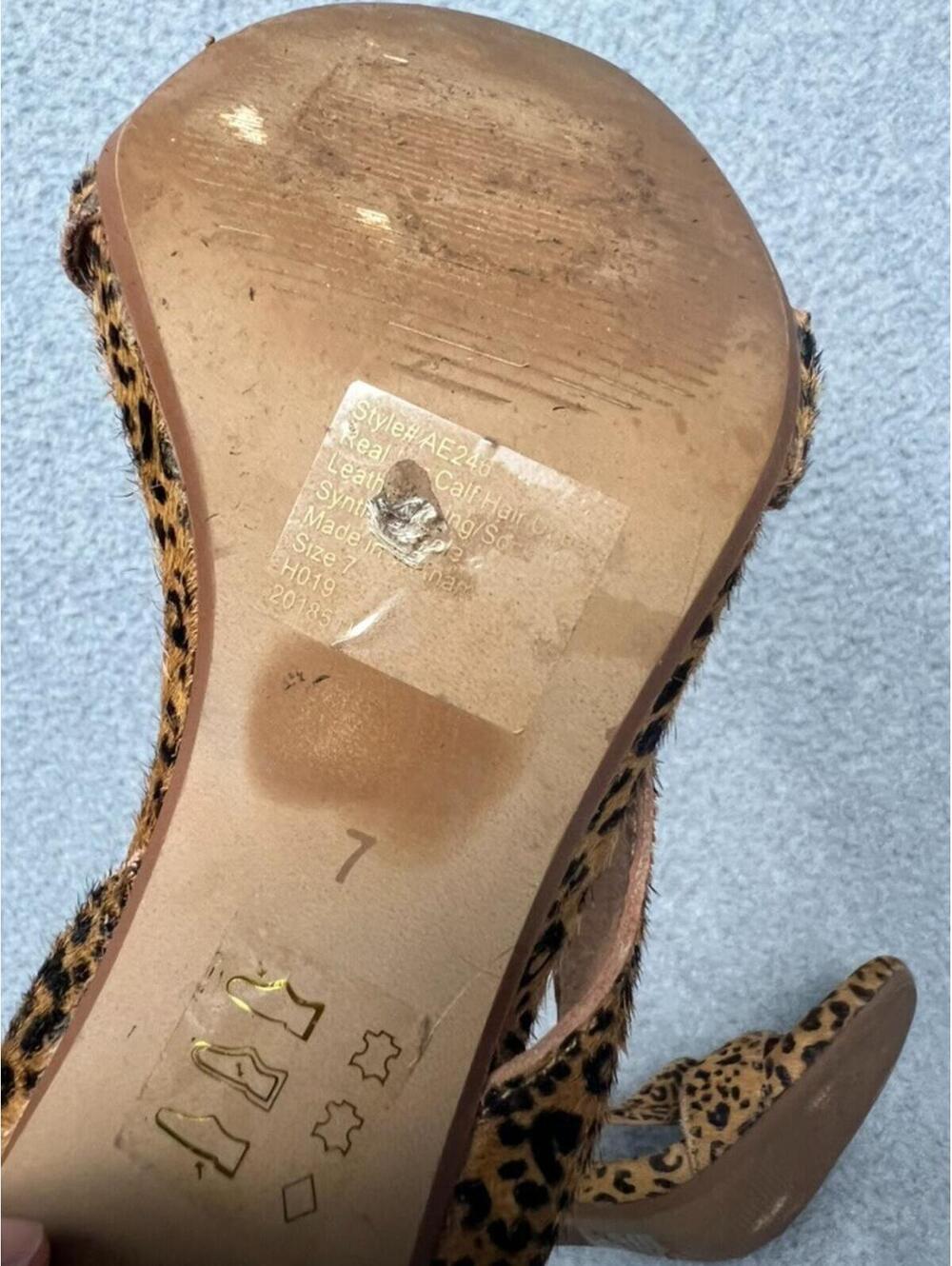 Madewell The Liv Sandal Mini Leopard Calf Hair Leather Strappy Block Heels 7 - Picture 6 of 6